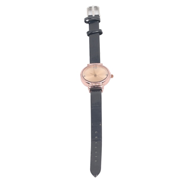 Minimalistisk Klocka för Kvinnor, Ultratunn Läderrem, Casual Mode Armbandsur, Damklockor, Enkel Klänning, Kvarts Analog Svart