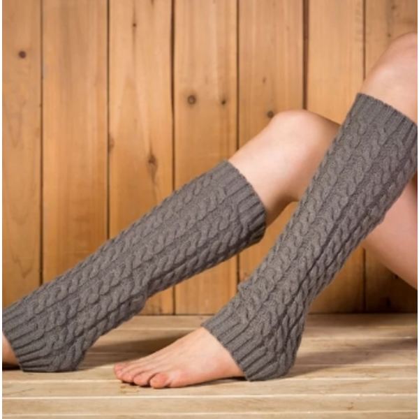 Varme strikkede leggvarmere 1 par grey