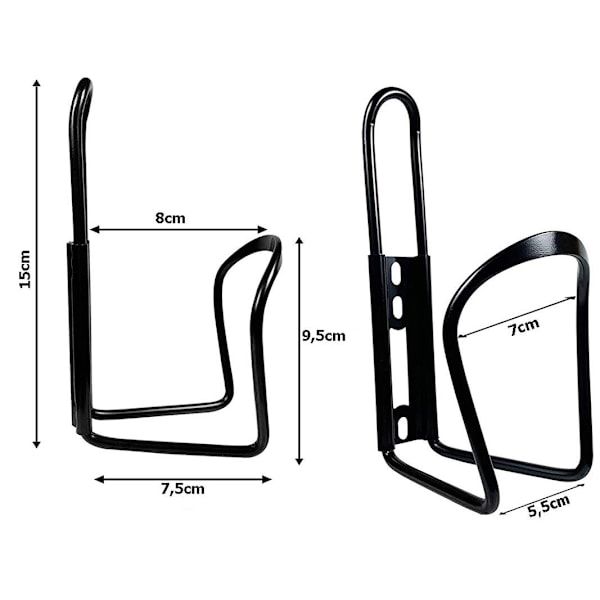 Vandflaskeholder i Aluminium til Cykel - Sort Sort
