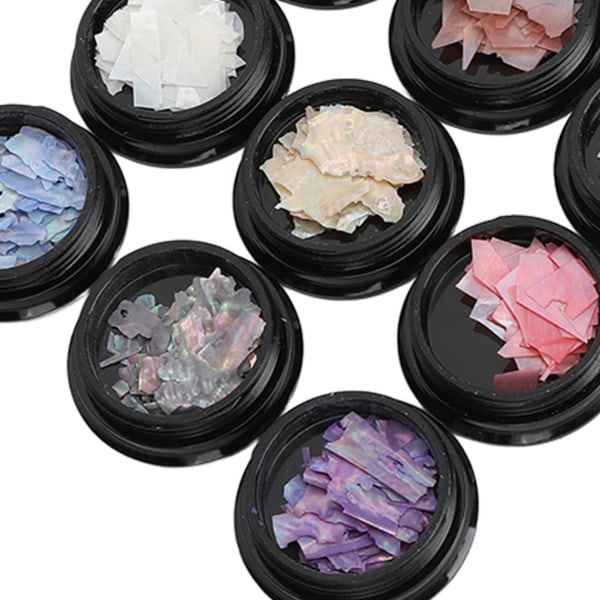 12 kpl Black Box Nail Art Shell Flakes Epäsäännölliset Shell Paljetit Nail Art Decoration Manikyyri tarvike