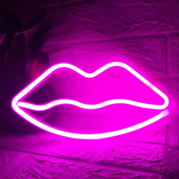 Läppar Neon Skylt - Gul Solgul