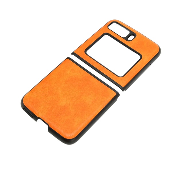 Beskyttelsesveske Lichee-mønster Ripebestandig telefondeksel for Moto Razr 2022 sammenleggbar mobiltelefon Orange