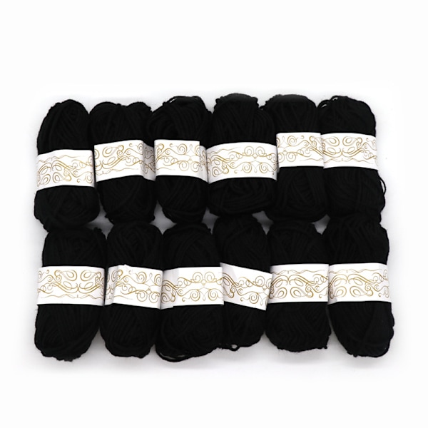 12 Färgade DIY-Material i Ull för Barn, Handgjorda för Förskolan Black 12
