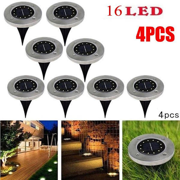 4 st LED Solcellsmarklampa Vattentät Utomhusbelysning