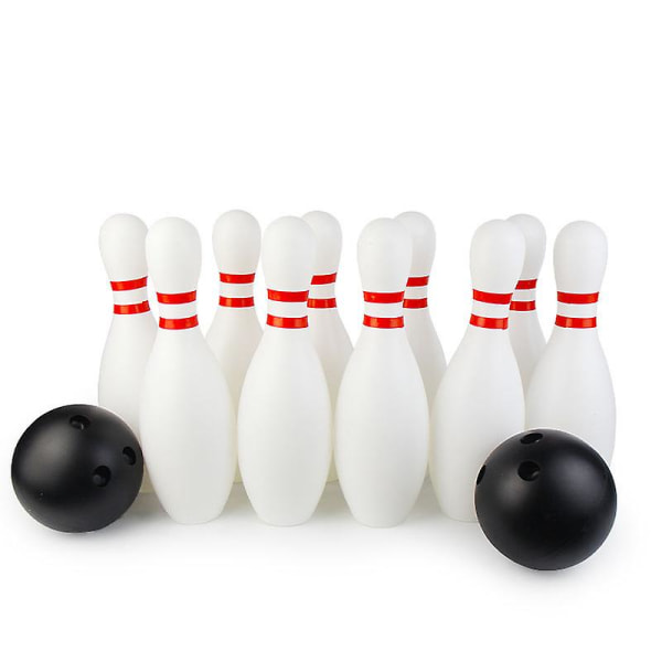 10 stk Bowlingsæt spil med 2 bolde Pædagogisk legetøj til børn White