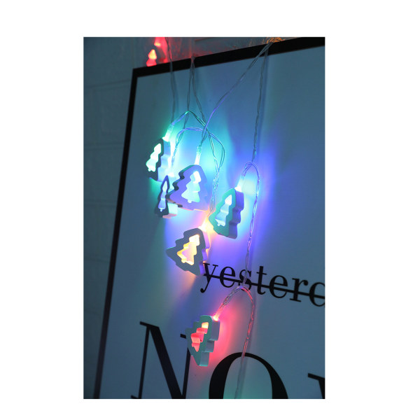 Joulukoriste Antiikki Pieni Valoketju Led Puinen Ripustettava Joulukuusi Lamppu Valoketju Four-Color Five-Pointed Star 1.5M10led