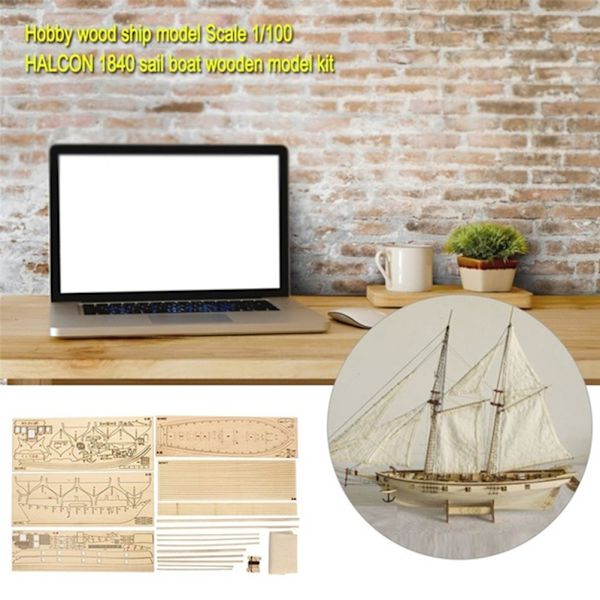 7 deler bronse deler Treseilbåt Skip Kit Hjem DIY Modell Dekorasjon Båt Gaver Leke for Barn