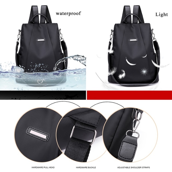Mode bärbar ryggsäck Superlätt vattentät reseryggsäck svart