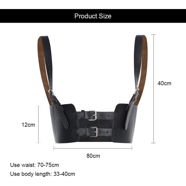 Kvindes stramtsiddende talje-bælte med justerbar elastisk gotisk vestbælte black 4