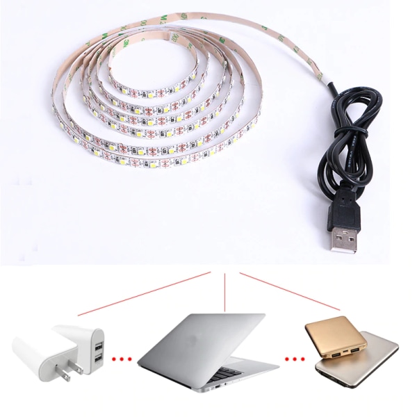 Kabel-sløyfe for USB varm hvit LED 2 meter TV Warm White