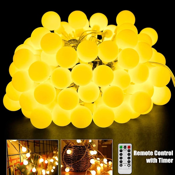 7m 50 LED-ljusslinga, USB, strömdriven matt boll