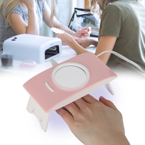 16W Foldbar Portable Neglelampe Gel Neglelak Tørrer Neglekunst Maskine med Spejl Pink