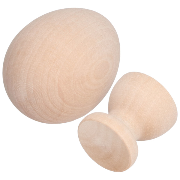 Umalt trepåskeegg - Kunstig treegg med eggekoppholder for DIY-dekorering - Håndverk - Burlywood eggform