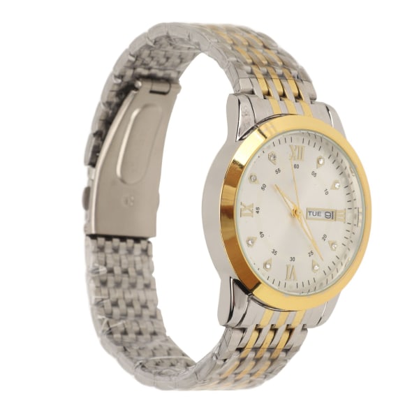 Miesten watch Quartz Day Date -vedenpitävä rento , casual , valoisa watch metalliseosrannekkeella Business Gold White