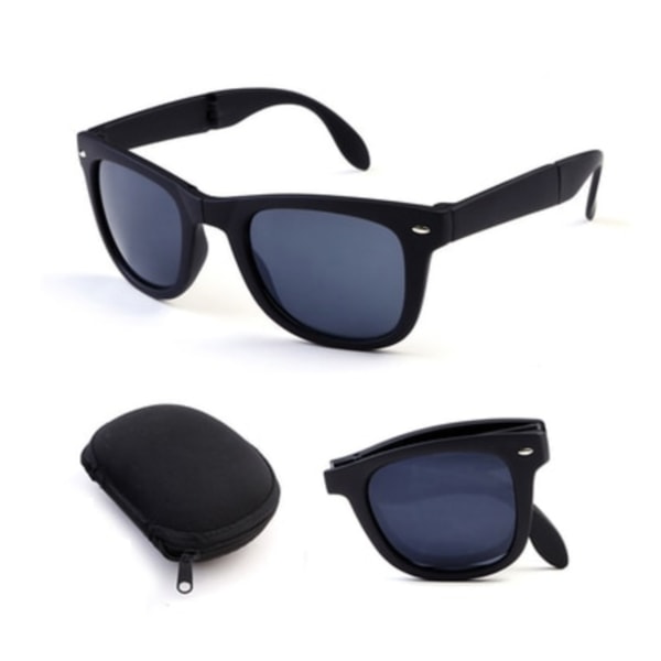 Sammenleggbare svarte Wayfarer solbriller + Senil Cord Black