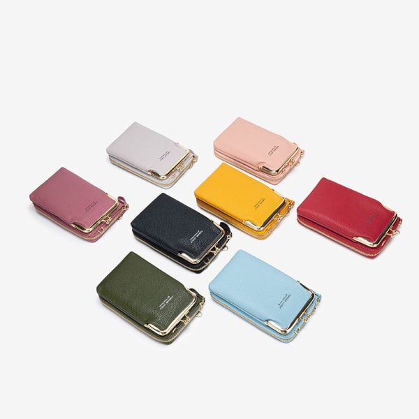 Mobilveske Lommebok for kvinner PU Zero Lommebok Magnetisk spenne Flerfarget Enkel skulder Lang Multifunksjonell Mini Telefonveske grey