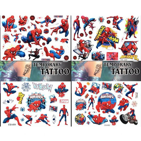 Spiderman-tatuoinnit - 4 arkkia - Lasten tatuoinnit - Avengers Monivärinen 1