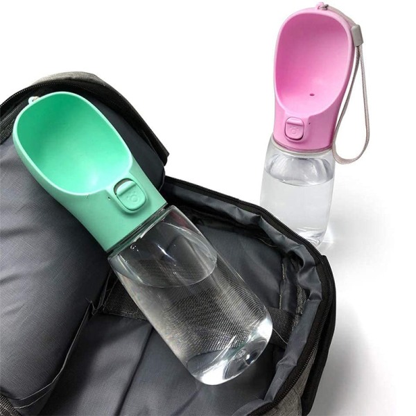 Bærbar hundvandsflaske for udendørsresor vandflaske Pink 300ML