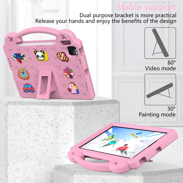 iPad10 Beibei Bear Matepad SE Tablet Beskytter Tegneserieudskæring Håndholdt Stativ Pen Slot Anti Drop Pink Mini1/2/3/4/5