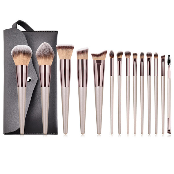 Ammattimainen meikkisiveltimen setti 10 Pieces-Champagne Gold a-+ Bag