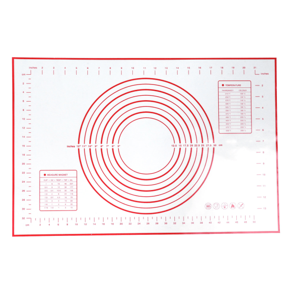 40x60 cm bakmatta i silikon Halkfri bakplatta Degrullmatta Bakverksverktyg (röd)