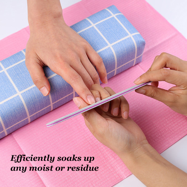 10 poser Engangs Nail Art-bordhåndklær Vanntett, mykt, absorberende negleborddeksel, duk for manikyr rosa