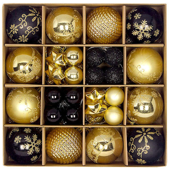 Julekule 44 stk. Malte Forme Papirboks 3-6cm Passer Julepynt Elektroplettering Kule Henger Coffee Champagne Gold