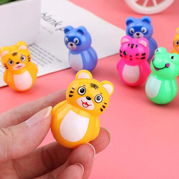 4 stk. Tumbler Adorable Roly Poly Plast Tegneserie Dyr Tumbler Rattles Tumbler Leker
