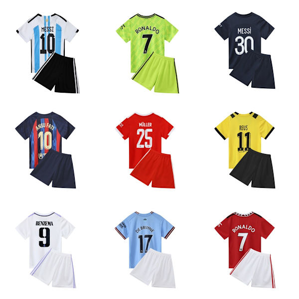 Fotbollskläder Set för Barn, Baby, Barn, Jersey Tryckt, Grundskoleelev, Fotbollsträning, Laguniform, Kindergarten 23 Portugal Home 7 Size 24 (130-140cm)