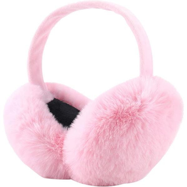 Öronmuffar Kvinnor Öronmuffar Vintertillbehör Fluffig Plysch Vikbara Vuxen Utomhus Termisk Öronvärmare pink-a