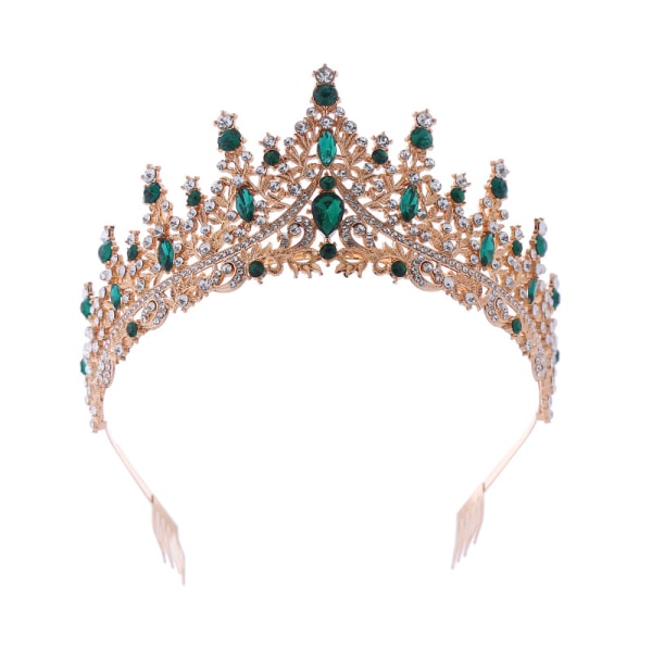 Hodeplagg for kvinner med krystaller, krystall- og rhinestone-bryllupshodeplagg med kamkrone, bursdagsprinseessedesign A04# Kc Gold Color