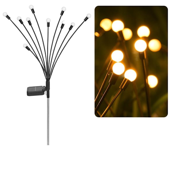 Solcelled Hagebelysning Firefly Hagelampe Led Hagedekorasjonslys for Fortau, Hage, Terrasse Fortau 8:EDs Warm Light