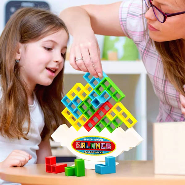 Tetra Tower Spel Staplingsblock Stapelbyggblock Balanspusselbräde Monteringstenar Pedagogiska Leksaker 16 block 16 blocks