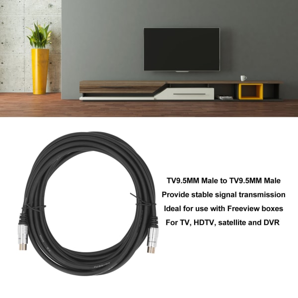Koaksiaalikaapeliliitin TV9,5 mm uros - TV9,5 mm uros PVC-alumiiniseos set -TV:lle, 5M