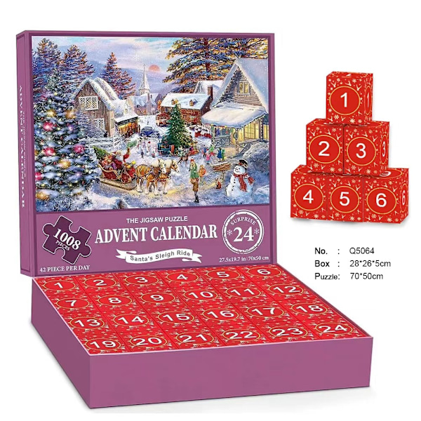 Julekalender Daglig Blindboks Puslespil 70 * 50cm S12