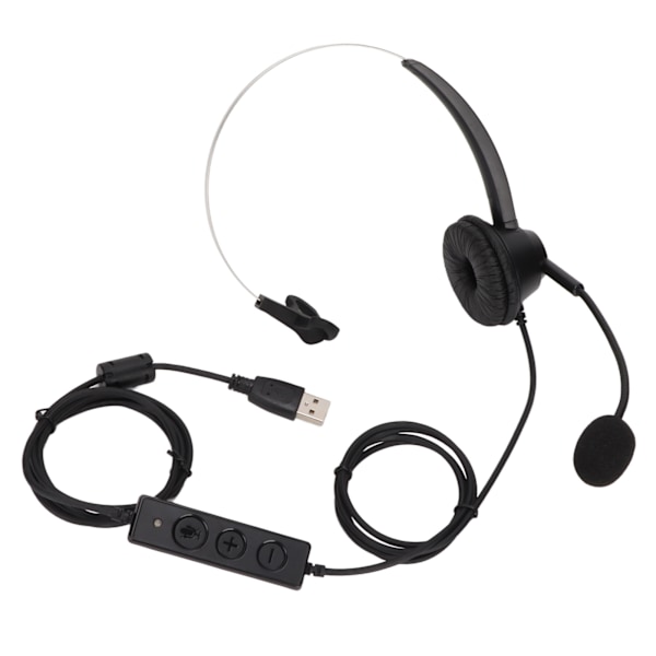 Mobiltelefon Headset Enkelsidig Brusreducering Justerbar Volym USB Telefon Hörlurar för Kundtjänst Kontor
