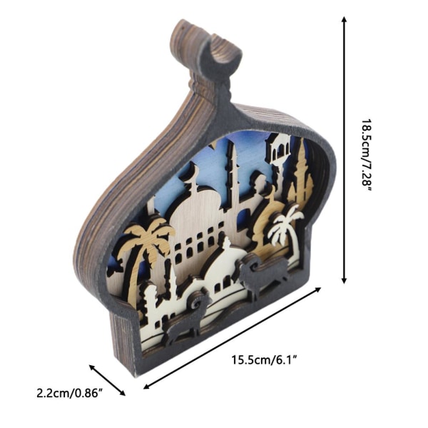Eid Träskurna Hantverksprydnader Träslott Ramadan Dekoration Islam Muslimer Mubarak Festivaltillbehör