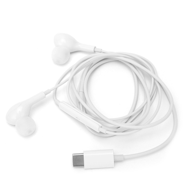 Kablet Earphones Type C Digital Chip Støjreducerende Mobiltelefon Earbubs med Lydstyrkekontrol Hvid