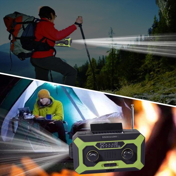 Svingradio 2000mAh Powerbank, Solceller og Lommelygte