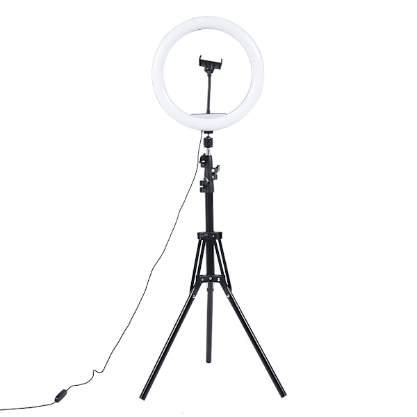Selfie Lampe LED Ringlys Stativ 160 cm + Fjernbetjening Sort