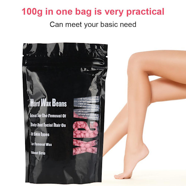 100g/Påse 10 Typer Depilatorisk Hårdvax Bönor Arm Kropp Hårfjerning Bivax Pellets (Ros)