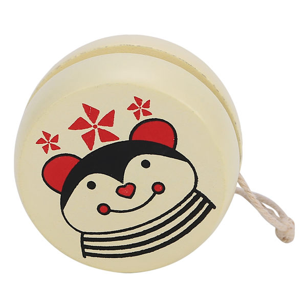Söt tecknad trä-yo-yo boll leksak tidig utbildning leksak för barn (Bi)