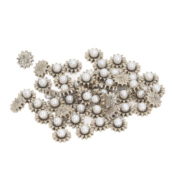 50 stk Negle Art Dekorations Sæt Falske kunstige perler Blomsterformet Manicure Dekorative Ornamenter til Negle Salon