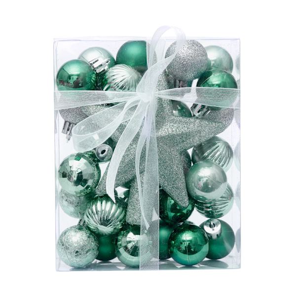 Julepynt 3cm Sett 30 Julekule Toppstjerne Gavesett Juletrepynt Blue Silver