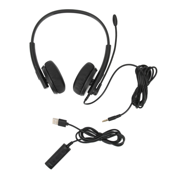 XD1000 USB-headset med 3,5 mm støjreducerende mikrofon - Kundeservice-headset til Skype, webinar og callcenter