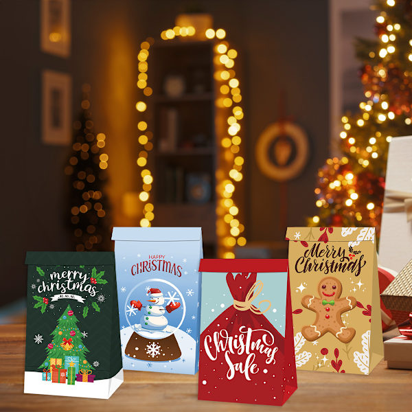 Joulu 2023 Uusi MerryChristmas Juhlan Koristelu Piirretty Joulukuusi Makeiset Lahjapussi 2 12pcs/Set