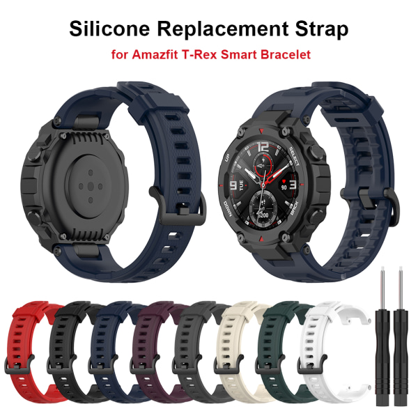 Silikonerstatningsbånd for Amazfit T Rex Smartwatch Myk, pustende rem Installasjonsverktøy