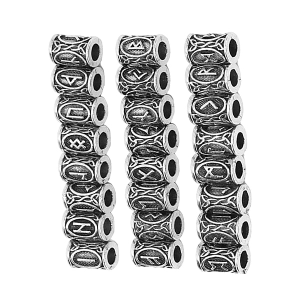 24 st Håroch Skäggpärlor Legering Unika Mönster Vintage Hårfläta Pärlor Dreadlocks Tillbehör Silver