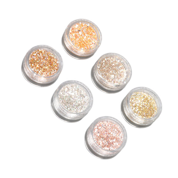 6 Färger Holografiskt Nagelglitter Set Glimmande Nagelkonst Dekoration för Hemma Salong Manikyr