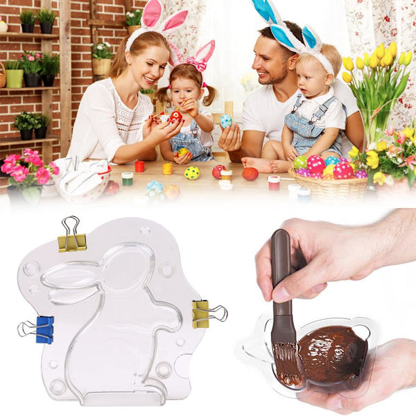 3D Påskkaninform Choklad Godis Tårta Gelé Bakverk Verktyg Icke-klibbig DIY Form för Påskdekoration